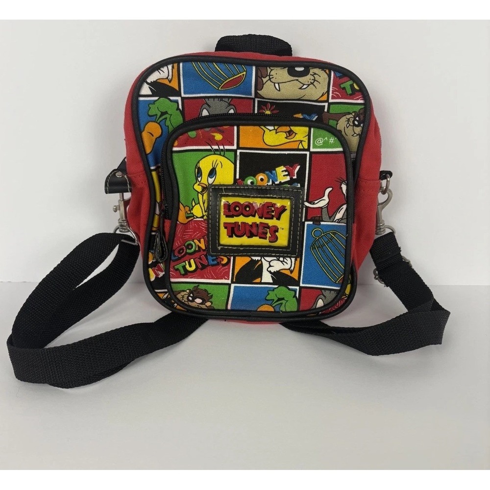 Vintage Looney Tunes Canvas Mini Red Zip Backpack